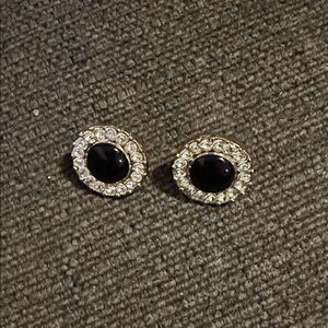 Elegant Black and Silver Stud Earrings